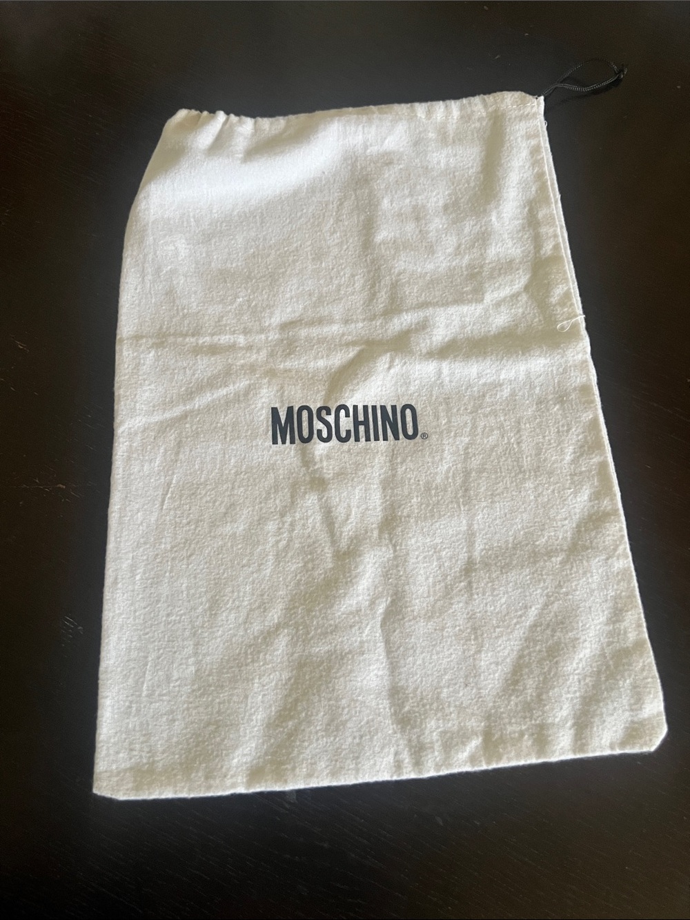 Moschino White Drawstring Skirt Dust Bag with Black Logo